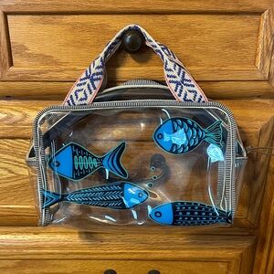 Vera Bradley Clear Cosmetic Bag with Blue Fish Design